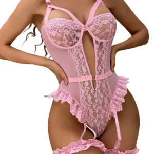 Conjunto de lingerie erótica feminina com sutiã e calcinha