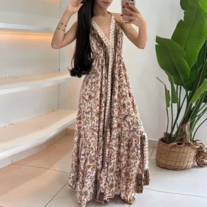 Vestido longo casual sem mangas