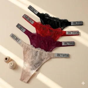 Conjunto de 3 Calcinhas Fio Dental Femininas Victoria's Secret com Renda